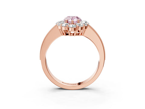Rose gold Fancy Pink Pear Cut Cut Halo Diamond Pavé Engagement Ring with Milgrain Detailing_27