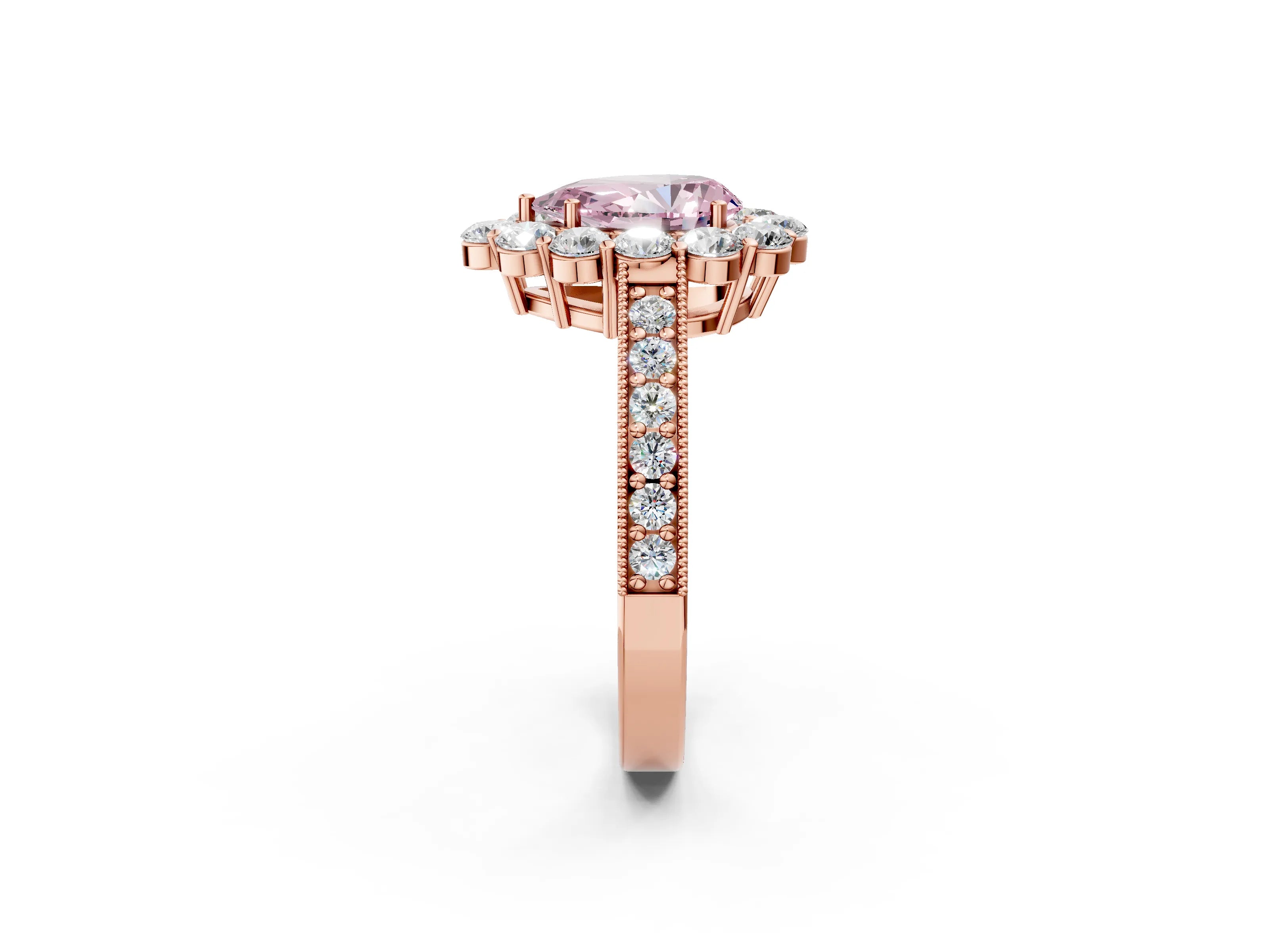 Rose gold Fancy Pink Pear Cut Cut Halo Diamond Pavé Engagement Ring with Milgrain Detailing_38