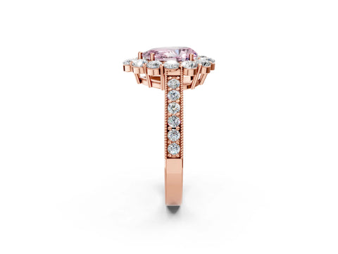 Rose gold Fancy Pink Pear Cut Cut Halo Diamond Pavé Engagement Ring with Milgrain Detailing_38