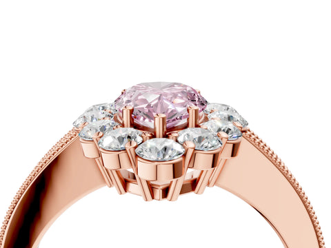 Rose gold Fancy Pink Pear Cut Cut Halo Diamond Pavé Engagement Ring with Milgrain Detailing_4
