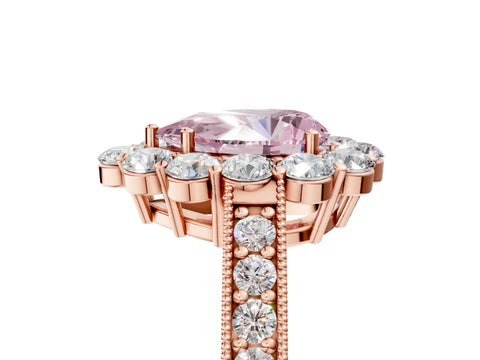 Rose gold Fancy Pink Pear Cut Cut Halo Diamond Pavé Engagement Ring with Milgrain Detailing_5