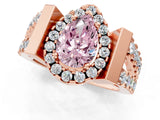 Rose gold Fancy Pink Pear Cut Cut Halo Split Shank Prong Set Ring_1