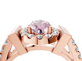 Rose gold Fancy Pink Pear Cut Cut Halo Split Shank Prong Set Ring_4