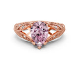 Rose gold Fancy Pink Pear Cut Cut Milgrain Pave Diamond Engagement Ring with Four-Prong Setting_3