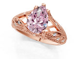 Rose gold Fancy Pink Pear Cut Cut Milgrain Pave Diamond Engagement Ring with Four-Prong Setting_4