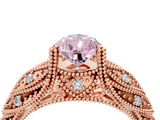 Rose gold Fancy Pink Pear Cut Cut Milgrain Pave Diamond Engagement Ring with Four-Prong Setting_7