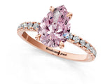 Rose gold Fancy Pink Pear Cut Diamond Brilliant Solitaire Ring with Pavé Band and Four-Prong Setting_13