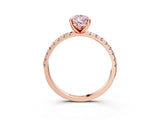 Rose gold Fancy Pink Pear Cut Diamond Brilliant Solitaire Ring with Pavé Band and Four-Prong Setting_15
