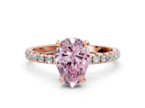 Rose gold Fancy Pink Pear Cut Diamond Brilliant Solitaire Ring with Pavé Band and Four-Prong Setting_18