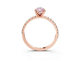 Rose gold Fancy Pink Pear Cut Diamond Brilliant Solitaire Ring with Pavé Band and Four-Prong Setting_3