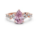 Rose gold Fancy Pink Pear Cut Diamond Cluster Pavé Band with Four-Prong Setting_12