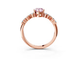 Rose gold Fancy Pink Pear Cut Diamond Cluster Pavé Band with Four-Prong Setting_6