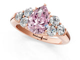 Rose gold Fancy Pink Pear  Cut Diamond Cluster Ring with Round Accent Stones and Prong Setting on a Classic Band_52