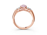 Rose gold Fancy Pink Pear  Cut Diamond Cluster Ring with Round Accent Stones and Prong Setting on a Classic Band_54