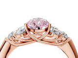 Rose gold Fancy Pink Pear  Cut Diamond Cluster Ring with Round Accent Stones and Prong Setting on a Classic Band_55