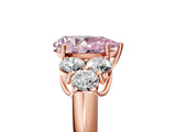 Rose gold Fancy Pink Pear  Cut Diamond Cluster Ring with Round Accent Stones and Prong Setting on a Classic Band_56
