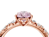 Rose gold Fancy Pink Pear Cut Diamond Cluster Side Stone Solitaire Ring with Prong Setting_72