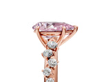 Rose gold Fancy Pink Pear Cut Diamond Cluster Side Stone Solitaire Ring with Prong Setting_73