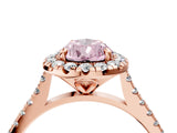 Rose gold Fancy Pink Pear Cut Diamond Cushion Halo Ring with Pavé Band_4