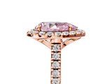 Rose gold Fancy Pink Pear Cut Diamond Cushion Halo Ring with Pavé Band_5
