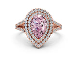 Rose gold Fancy Pink Pear Cut Diamond Double Halo Ring with Pavé Band and Prong Setting_109