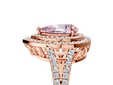 Rose gold Fancy Pink Pear Cut Diamond Double Halo Ring with Pavé Band and Prong Setting_114