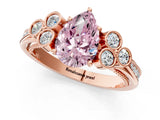 Rose gold Fancy Pink Pear  Cut Diamond Engagement Ring with Bezel Set Round Side Stones and Prong Setting_52