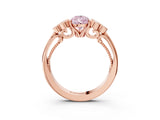 Rose gold Fancy Pink Pear  Cut Diamond Engagement Ring with Bezel Set Round Side Stones and Prong Setting_54