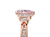Rose gold Fancy Pink Pear  Cut Diamond Engagement Ring with Bezel Set Round Side Stones and Prong Setting_56