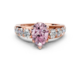 Rose gold Fancy Pink Pear  Cut Diamond Engagement Ring with Pavé Band and Four-Prong Setting_3