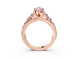 Rose gold Fancy Pink Pear  Cut Diamond Engagement Ring with Pavé Band and Four-Prong Setting_6