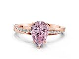 Rose gold Fancy Pink Pear Cut Diamond Engagement Ring with Side Stone Accents and Four-Prong Setting_12