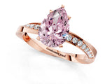 Rose gold Fancy Pink Pear Cut Diamond Engagement Ring with Side Stone Accents and Four-Prong Setting_61