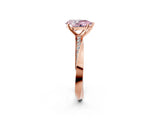 Rose gold Fancy Pink Pear Cut Diamond Engagement Ring with Side Stone Accents and Four-Prong Setting_62