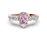 Rose gold Fancy Pink Pear  Cut Diamond Five-Stone Prong Set White Gold Ring_32