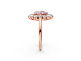 Rose gold Fancy Pink Pear Cut Diamond Floral Double Halo Engagement Ring with Prong Setting_26
