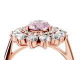 Rose gold Fancy Pink Pear Cut Diamond Floral Double Halo Engagement Ring with Prong Setting_28