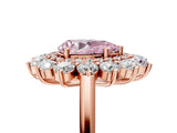 Rose gold Fancy Pink Pear Cut Diamond Floral Double Halo Engagement Ring with Prong Setting_29