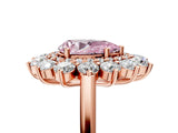Rose gold Fancy Pink Pear Cut Diamond Floral Double Halo Engagement Ring with Prong Setting_65