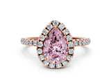 Rose gold Fancy Pink Pear  Cut Diamond Floral Halo Engagement Ring with Pavé Band and Prong Setting_37