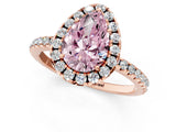 Rose gold Fancy Pink Pear  Cut Diamond Floral Halo Engagement Ring with Pavé Band and Prong Setting_38