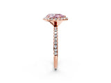 Rose gold Fancy Pink Pear  Cut Diamond Floral Halo Engagement Ring with Pavé Band and Prong Setting_39