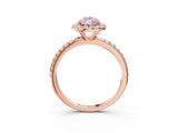 Rose gold Fancy Pink Pear  Cut Diamond Floral Halo Engagement Ring with Pavé Band and Prong Setting_40