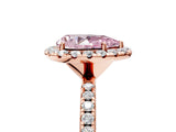 Rose gold Fancy Pink Pear  Cut Diamond Floral Halo Engagement Ring with Pavé Band and Prong Setting_42