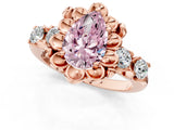 Rose gold Fancy Pink Pear  Cut Diamond Floral Halo Engagement Ring with Shared Prong Setting 3