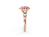 Rose gold Fancy Pink Pear  Cut Diamond Floral Halo Engagement Ring with Shared Prong Setting 4