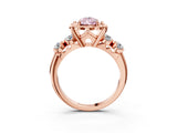 Rose gold Fancy Pink Pear  Cut Diamond Floral Halo Engagement Ring with Shared Prong Setting 5