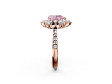 Rose gold Fancy Pink Pear  Cut Diamond Floral Halo Pave Band with Prong Setting_39