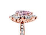 Rose gold Fancy Pink Pear  Cut Diamond Floral Halo Pave Band with Prong Setting_42