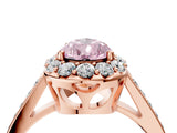 Rose gold Fancy Pink Pear Cut Diamond Floral Halo Ring with Pavé Band and Prong Setting_7